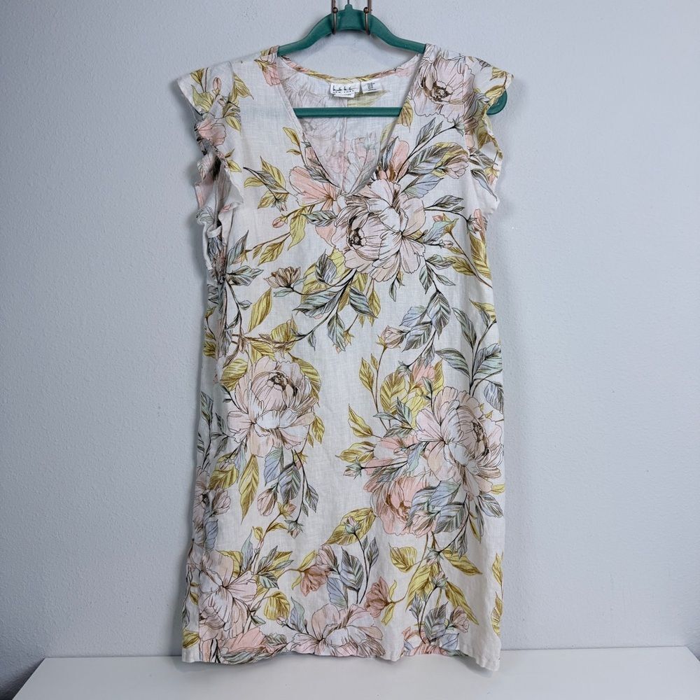Nicole Miller Pastel Floral Linen Mini Dress M